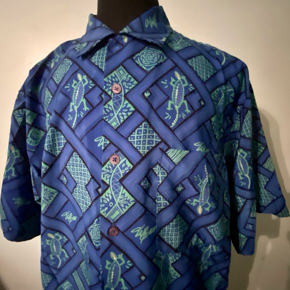 Willie Esco Blue Lizard Tiki Buttondown - Picture 3 of 4